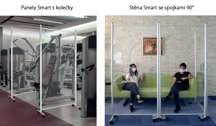 Ochranný dělící systém Smart - varianty panelů