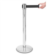 Vymezovací sloupek Premium chrom, černá páska - bazar